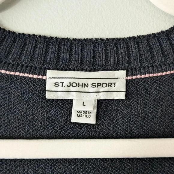 St. John Sport Santana Knit Varsity Style Sweater - Picture 4 of 8